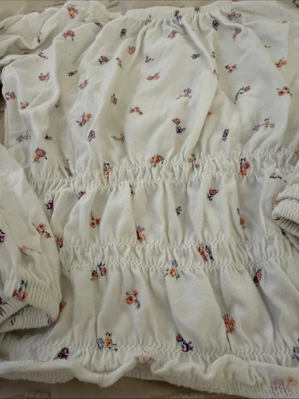 OshKosh B'gosh White Floral Smocked Top